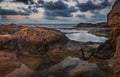 Rocky beach at morning Royalty Free Stock Photo