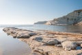 The rocky beach near the `Scala dei Turchi` in Sicily Royalty Free Stock Photo