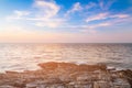 Rocky beach over after sunset sky Royalty Free Stock Photo