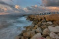 Rocky beach in Paphos Cyprus.