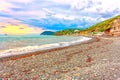 Rocky Beach by the sea before sunset Royalty Free Stock Photo