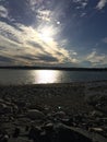 Rocky beach shoreline Scituate Harbor Royalty Free Stock Photo