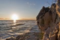 Rocky beach sunset on the coast of Adriatic Sea, Croatia Royalty Free Stock Photo