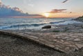Rocky beach sunset on the coast of Adriatic Sea, Croatia Royalty Free Stock Photo