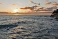 Rocky beach sunset on the coast of Adriatic Sea, Croatia Royalty Free Stock Photo