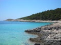 Rocky beach with turquoise waters, Hvar, Croatia