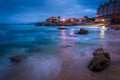 Rocky beach at twilight, in Monterey Royalty Free Stock Photo