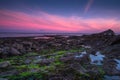 Rocky beach at twilight Royalty Free Stock Photo