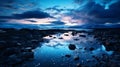 Enchanting Nighttime Beachscape: Exotic Fantasy Landscape In Iceland