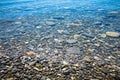 The coast of the sea with a pebble beach.