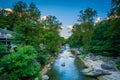 The Rocky Broad River at sunset, in Chimney Rock, North Carolina