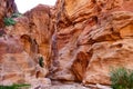 Rocky Canyon `The Siq` in The Lost City of Petra, Jordan