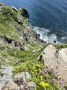Rocky Cape Elagina of Elagin on Askold Island in summer. Russia, Primorsky Krai Royalty Free Stock Photo