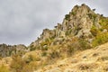 Rocky cliff with a bizarre rocks
