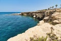 An rocky cliff inlet on the coast of Bugibba, St. Paul`s Bay in Malta Royalty Free Stock Photo