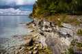 Rocky Cliff Walls of Cave Point Park, Door County Royalty Free Stock Photo