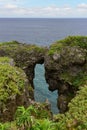 Rocky cliffs at Cape Manzamo in Okinawa Royalty Free Stock Photo