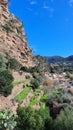 Rocky wall and terraced landscape in Estellencs, Tramuntana Mountains, Mallorca Royalty Free Stock Photo