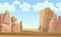 Rocky cliffs. Peaks of rocky mountains.Desert. Stone landscape. Sky with clouds. Illustration vector