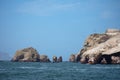 Rocky cliffs poking out of the coean Las Islas Ballestas Paracas Peru