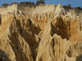 rocky cliffs in sand from GalÃÂ© beach in Melides in the municipality of GrÃÂ¢ndola