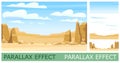 Rocky cliffs. Sandy desert. Image from layers for overlay with parallax effect. Desert natural landscape with stones