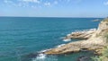 Rocky coast of the Adriatic Sea. Beautiful seascape in the city of Ulcinj, Montenegro. Royalty Free Stock Photo