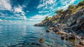 Rocky coast of Adriatic sea in Croatia. Beautiful summer landscape