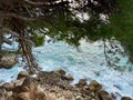 Rocky coast of the adriatic sea is located in the town of Ratats.