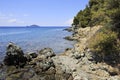 Rocky coast of the Aegean Sea. Royalty Free Stock Photo