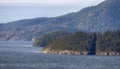 Rocky Coast of Anvil Island in Howe Sound near Vancouver, BC, Canada. Nature Background Royalty Free Stock Photo
