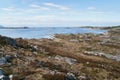 Rocky coast and Atlantic ocean, Beautiful landscape near Atlantic road in Norway in bright spring day.