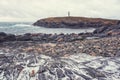 Rocky coast of the ocean, severe winter landscape, Lofoten Islands, Norway Royalty Free Stock Photo