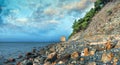 Rocky coast of the Black Sea. Rock the Sail. Krasnodar Territory, Gelendzhik, Russia Royalty Free Stock Photo