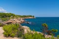 Rocky coast with blue sea l`Ametlla del Mar Spain north of Nautic camping