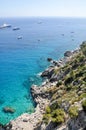 Rocky coast and clear water ocean view in Capri