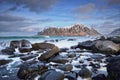 Rocky coast of fjord in Norway