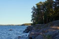 Rocky coast with forest of the Baltic sea in Nauvo