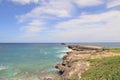 Rocky coast line of Leie Point, a popular tourist attraction on the North Shore of Oahu, Hawaii Royalty Free Stock Photo