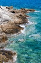 The rocky coast of Naussa, Paros island Royalty Free Stock Photo