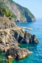 Rocky coast near Riomaggiore Royalty Free Stock Photo