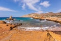 Rocky coast on the north side of the island of Ios. Greece Royalty Free Stock Photo