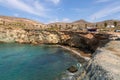 Rocky coast in on the north side of the island of Ios. Greece Royalty Free Stock Photo