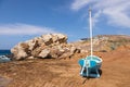 Rocky coast in on the north side of the island of Ios. Greece Royalty Free Stock Photo