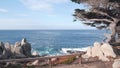 Rocky coast, ocean waves, cypress pine tree, 17-mile drive, Monterey, California Royalty Free Stock Photo