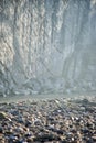 Rocky coast of the river. Landscape of countryside river