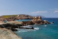 Rocky coast on the south side of the island of Ios. Greece Royalty Free Stock Photo