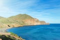 Rocky coast of Spain, Playa de Los Genoveses, natural Park of Cabo de Gato, Andalusia