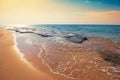 Rocky coast in summer. Beautiful seascape. Sunset beach Royalty Free Stock Photo