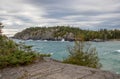 Rocky coast and waves on Lake Superior